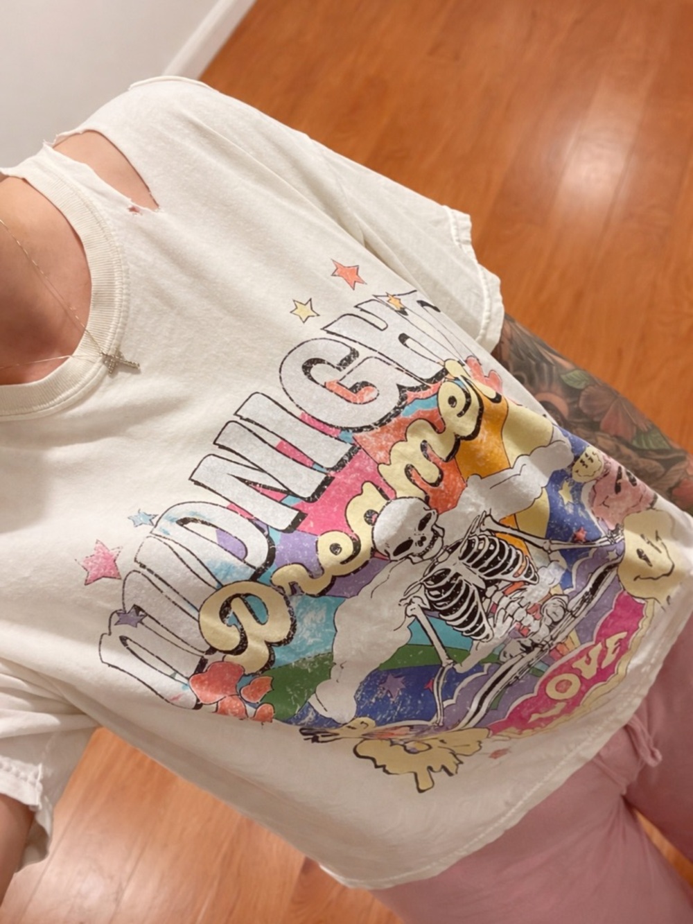Underground Dreamer Graphic Tee - Cream with Rainbow Print